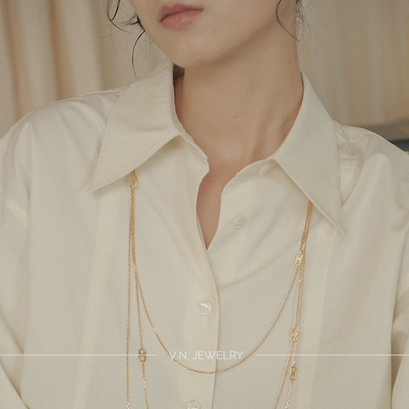 凯旋门复古三层长项链女轻奢小众设计感潮流百搭ins夏季配饰送礼