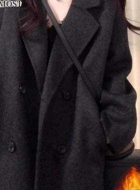 LILY MOST中长版羽绒服女冬季高级感羽绒内里羊绒毛呢子大衣外套