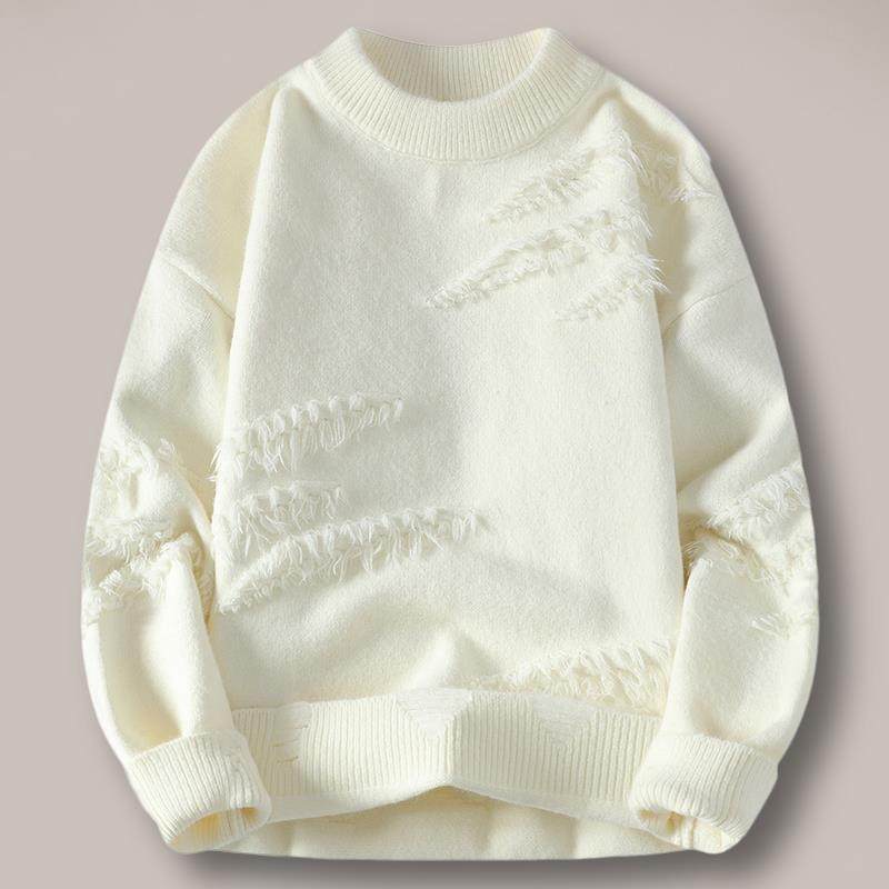 青少年学生针织衫男士2025春秋加绒加厚款圆领毛衣潮牌水貂绒线衣