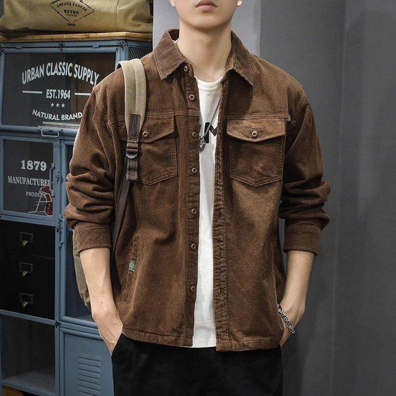 it Afternnaths潮牌重磅灯芯绒翻领夹克男春纯棉衬衫复古休闲外套