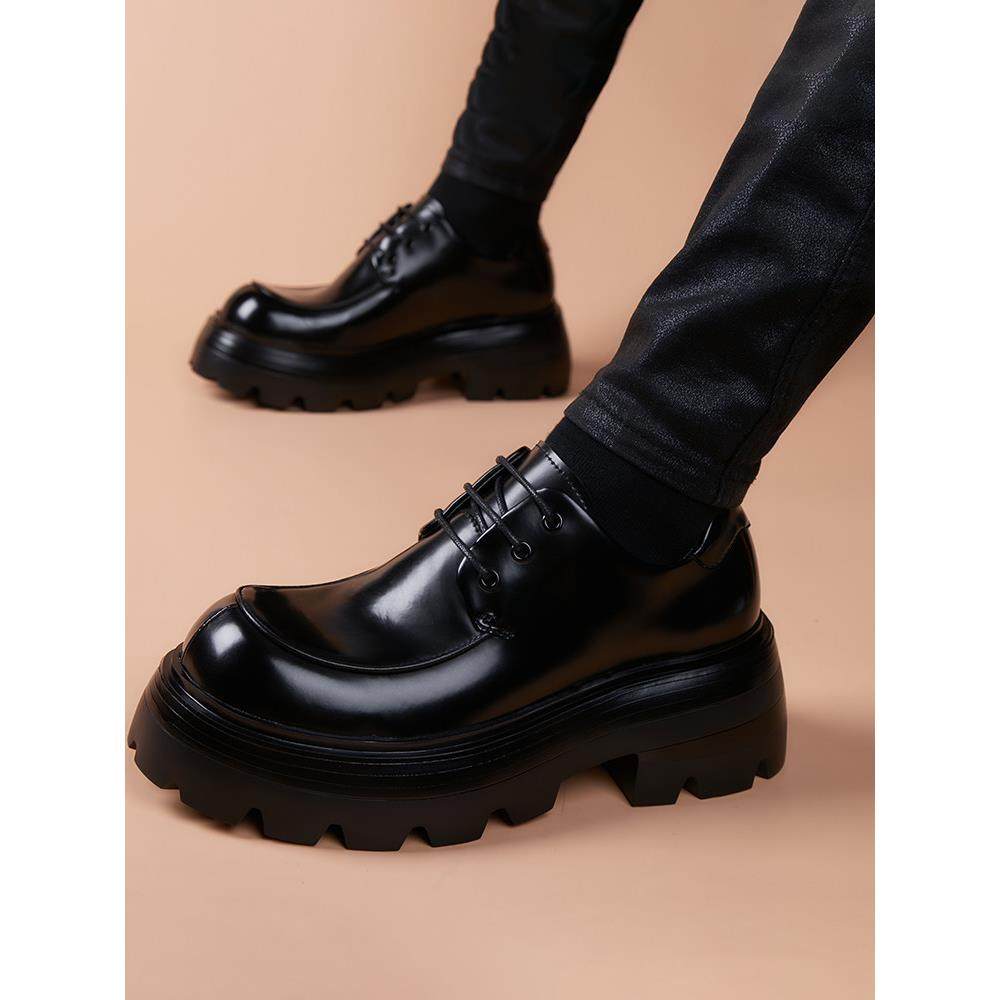 厚底男鞋2025秋冬新款真皮休闲皮鞋英伦增高鞋青年百搭潮流德比鞋,流行男鞋,时尚休闲鞋,淘宝优惠券,粉丝福利购,淘宝优惠卷