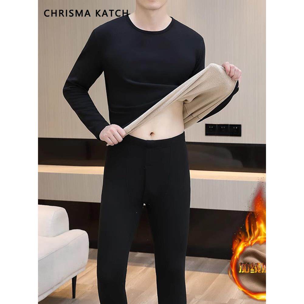 CHRISMA&KATCH无痕保暖内衣男加绒加厚防寒纯棉套装男士秋衣秋裤