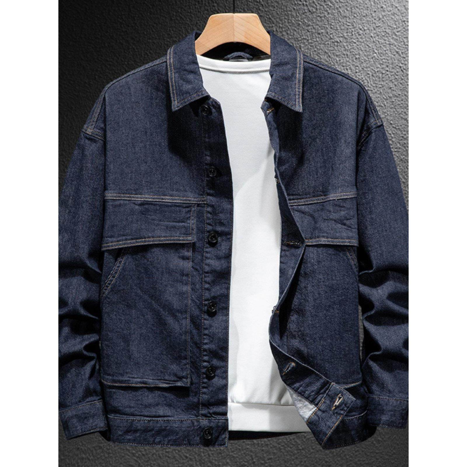 潮牌翻领牛仔外套男春秋季宽松大码工装水洗高端百搭男士夹克,男装,夹克,淘宝优惠券,粉丝福利购,淘宝优惠卷