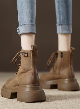 厚度机车风【LW-Changer】真皮马丁靴女厚底欧版英伦风百搭短靴女