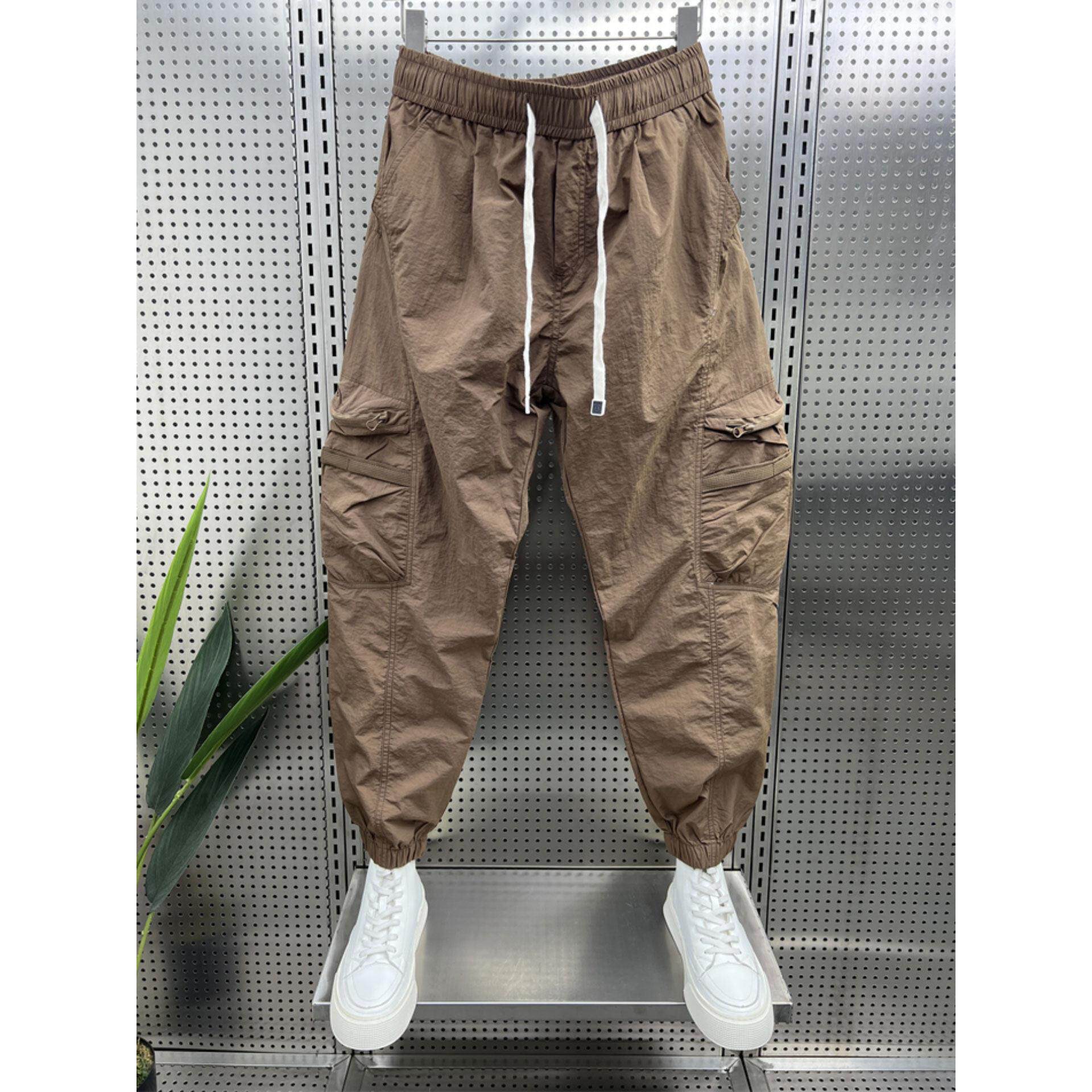 MUSONMU裤子男夏季薄款潮牌束脚工装裤宽松多口袋潮流休闲哈伦裤