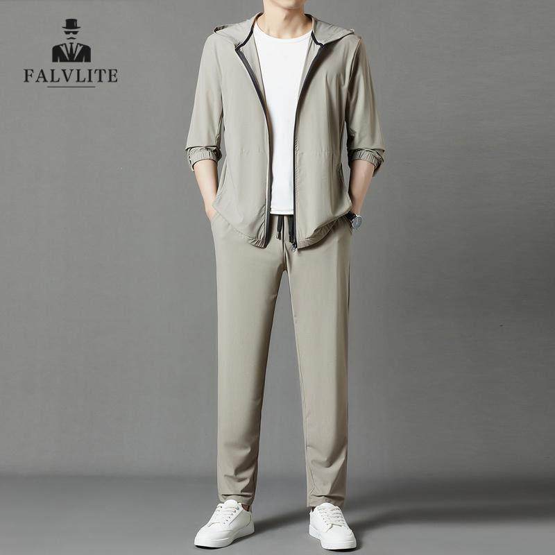 FALVLITE法莱罗易男装运动套装2025春季休闲连帽外套 聚酯纤维长,男装,休闲运动套装,淘宝优惠券,粉丝福利购,淘宝优惠卷