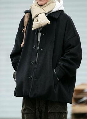 【日系复古】Ander Jurnal冬季加厚短款毛呢外套男宽松派克服大衣
