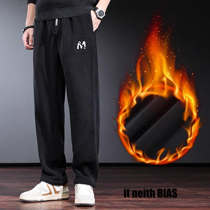 it neith BIAS加绒卫裤男冬季宽松直筒休闲长裤重磅柔软保暖裤子