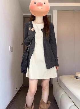 日系小个子盐系轻熟连衣裙女2025春秋新款法式搭配一整套装短裙子