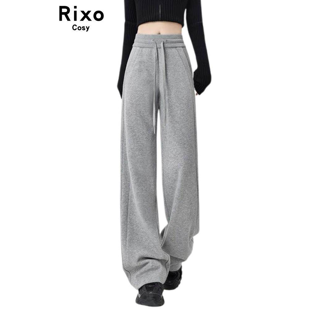 RIXO COSY灰色运动裤女春小个子休闲卫裤窄版加绒香蕉阔腿裤