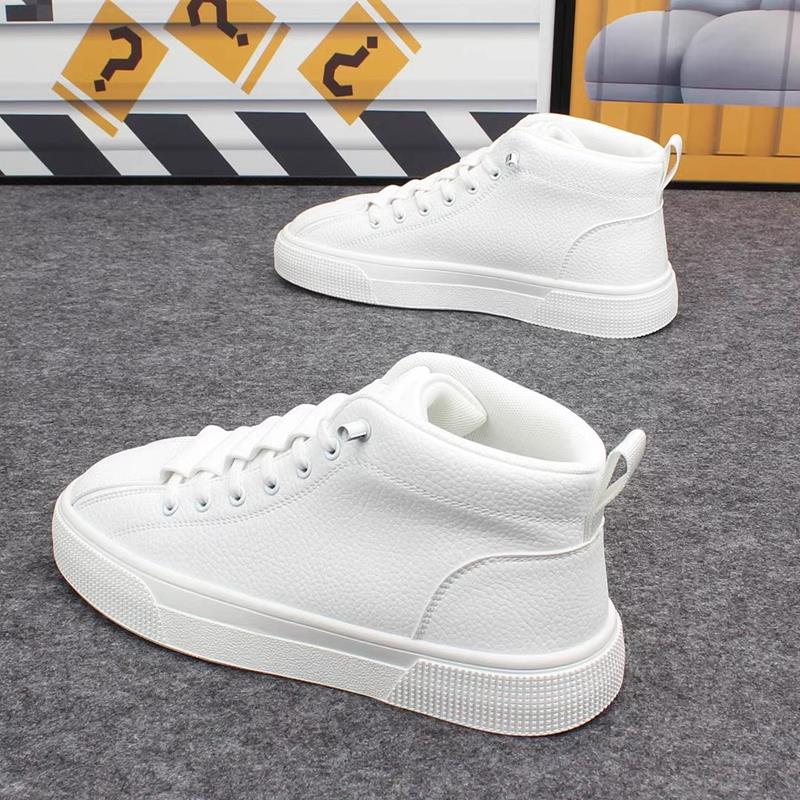香港潮牌2025春季新款男鞋小白鞋韩版百搭休闲一脚蹬高帮厚底板鞋