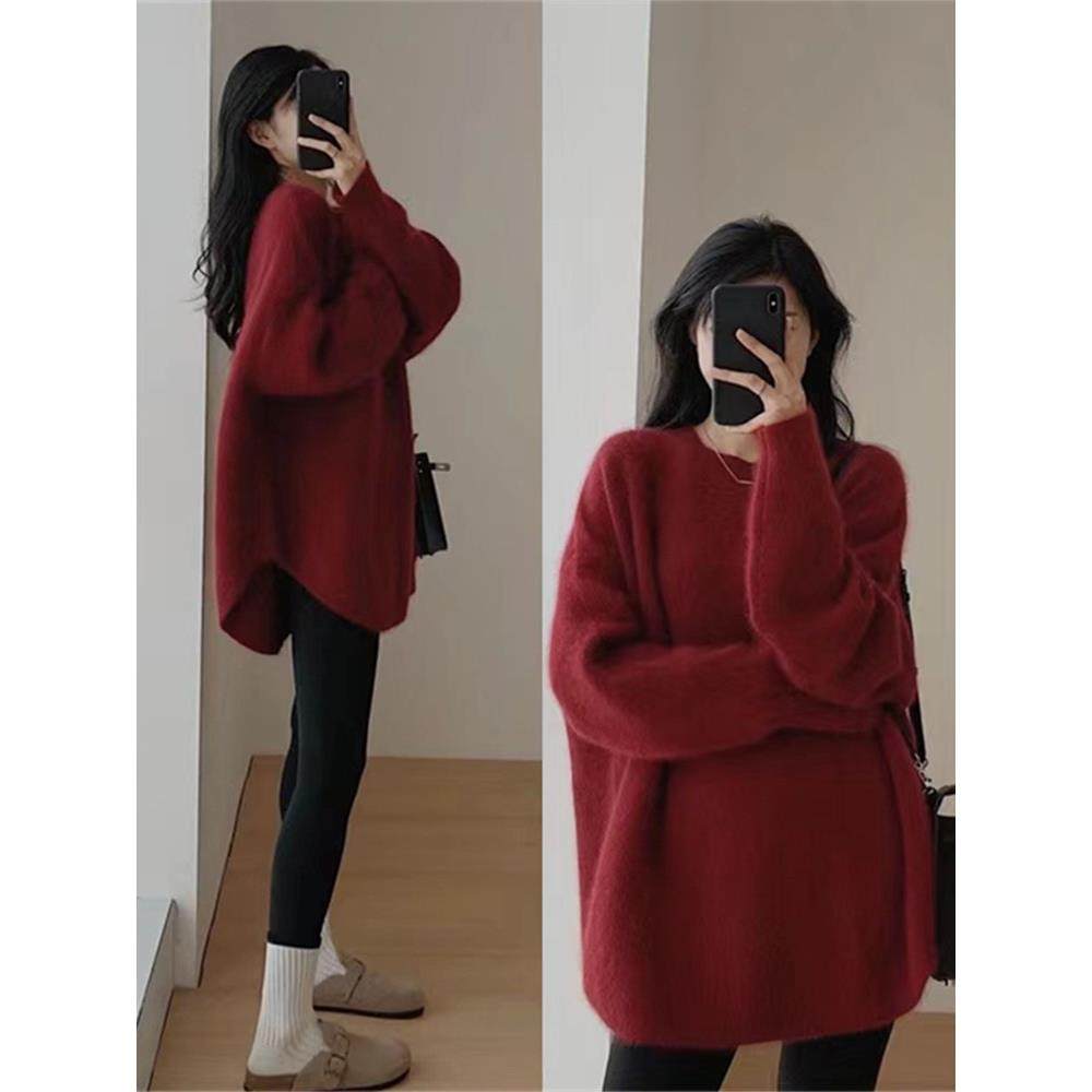 IT UNDER GARDEN 秋冬款红色本命年慵懒毛衣女装加厚中长款针织衫,女装/女士精品,大码内搭,淘宝优惠券,粉丝福利购,淘宝优惠卷