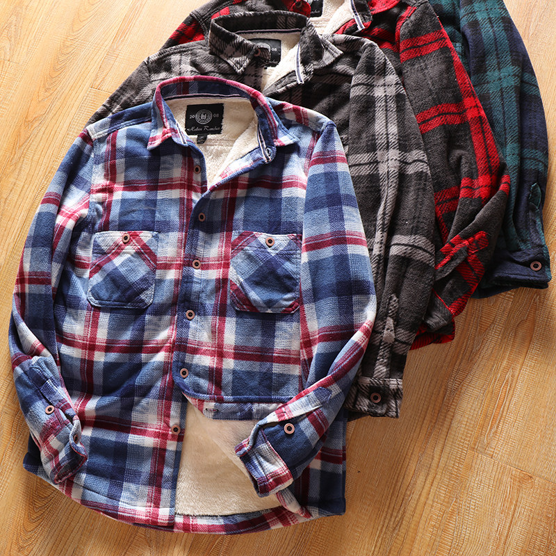 格子衬衫秋冬男女保暖长袖衬衣