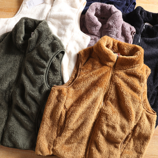 加绒加厚保暖长绒立领摇粒绒马甲外套背心 秋冬男士 日单福利款