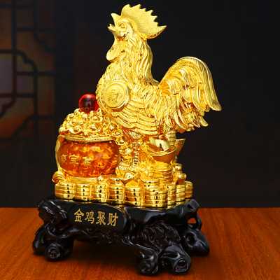 十二生肖鸡摆件招财镇宅金鸡聚宝盆工艺品家居装饰客厅玄关桌面.