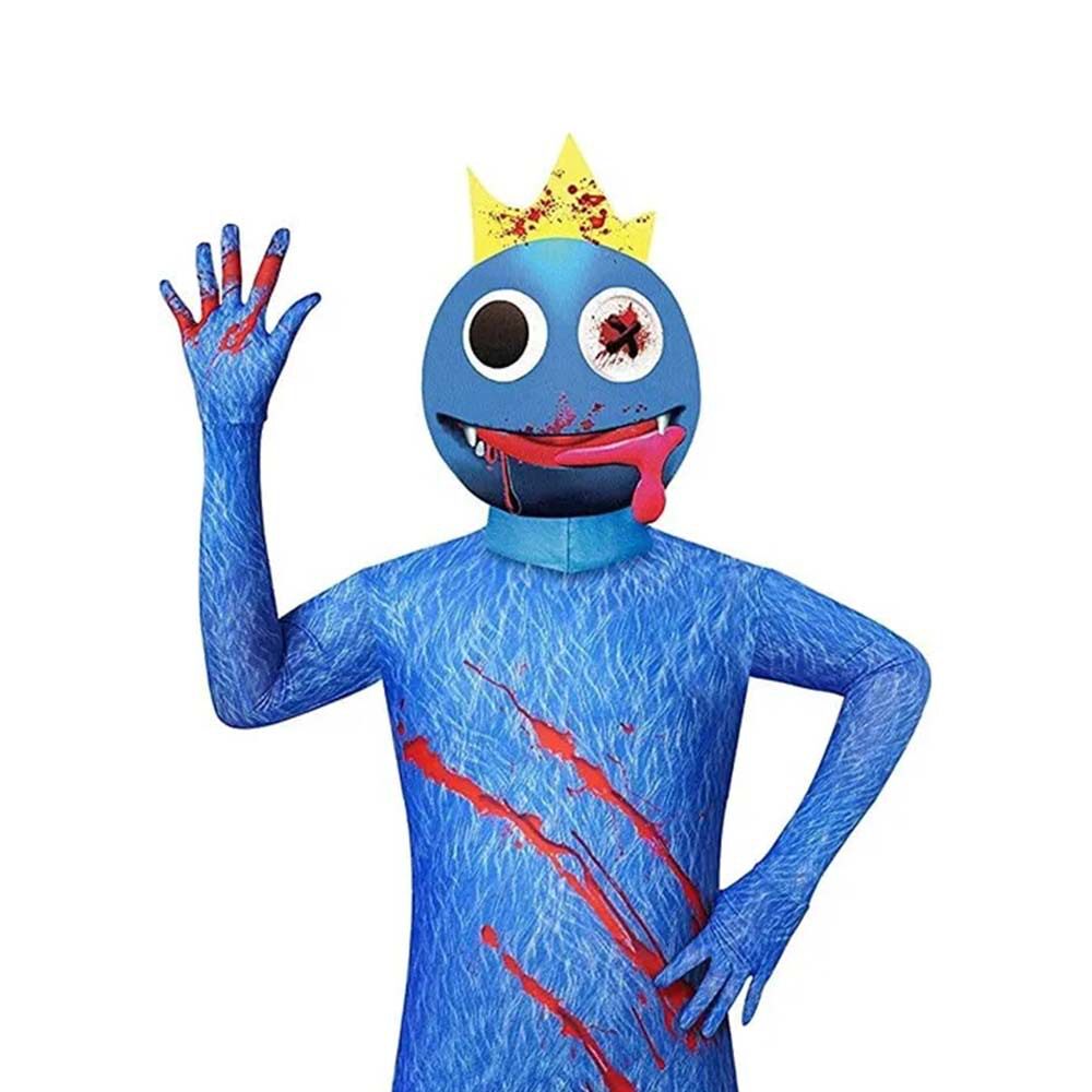 外贸万圣节彩虹朋友roblox游戏cos蓝色彩色小怪物服装连体衣现货