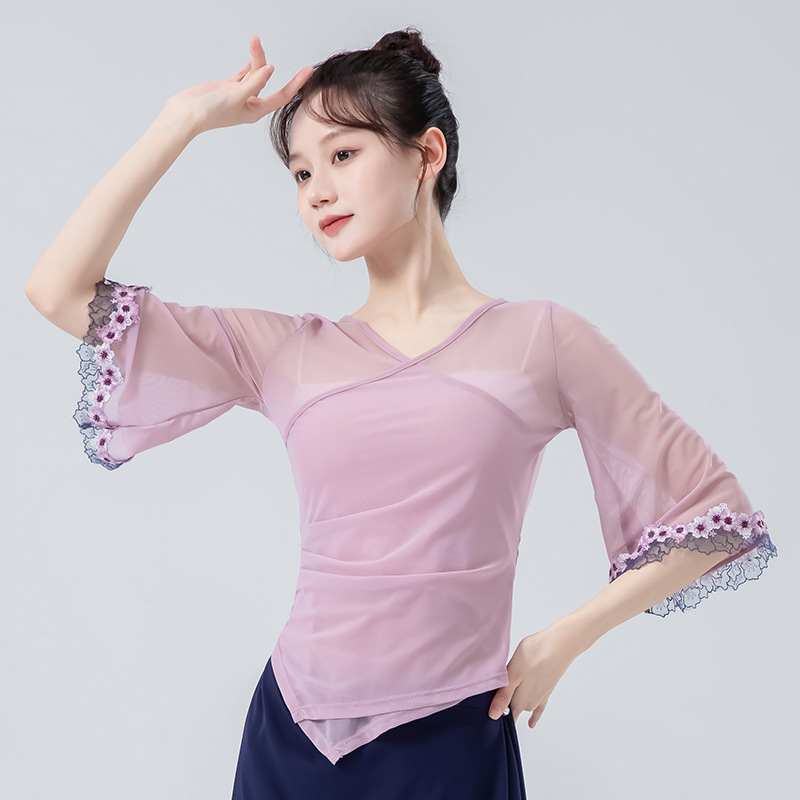 古风古典舞蹈服女新款身韵七分袖纱衣练功服装仙气飘逸演出服