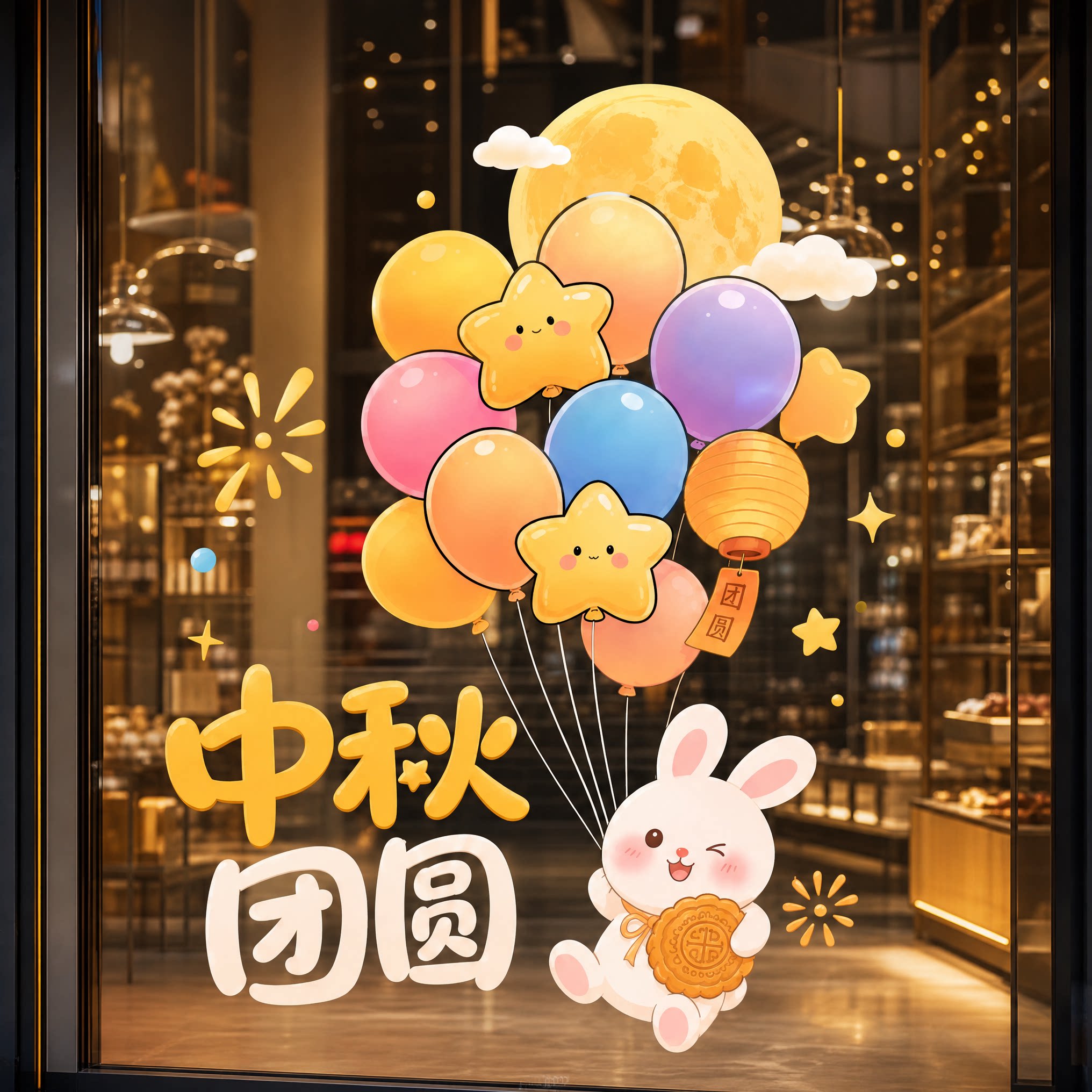 如君自粘贴节日活动静电玻璃贴纸