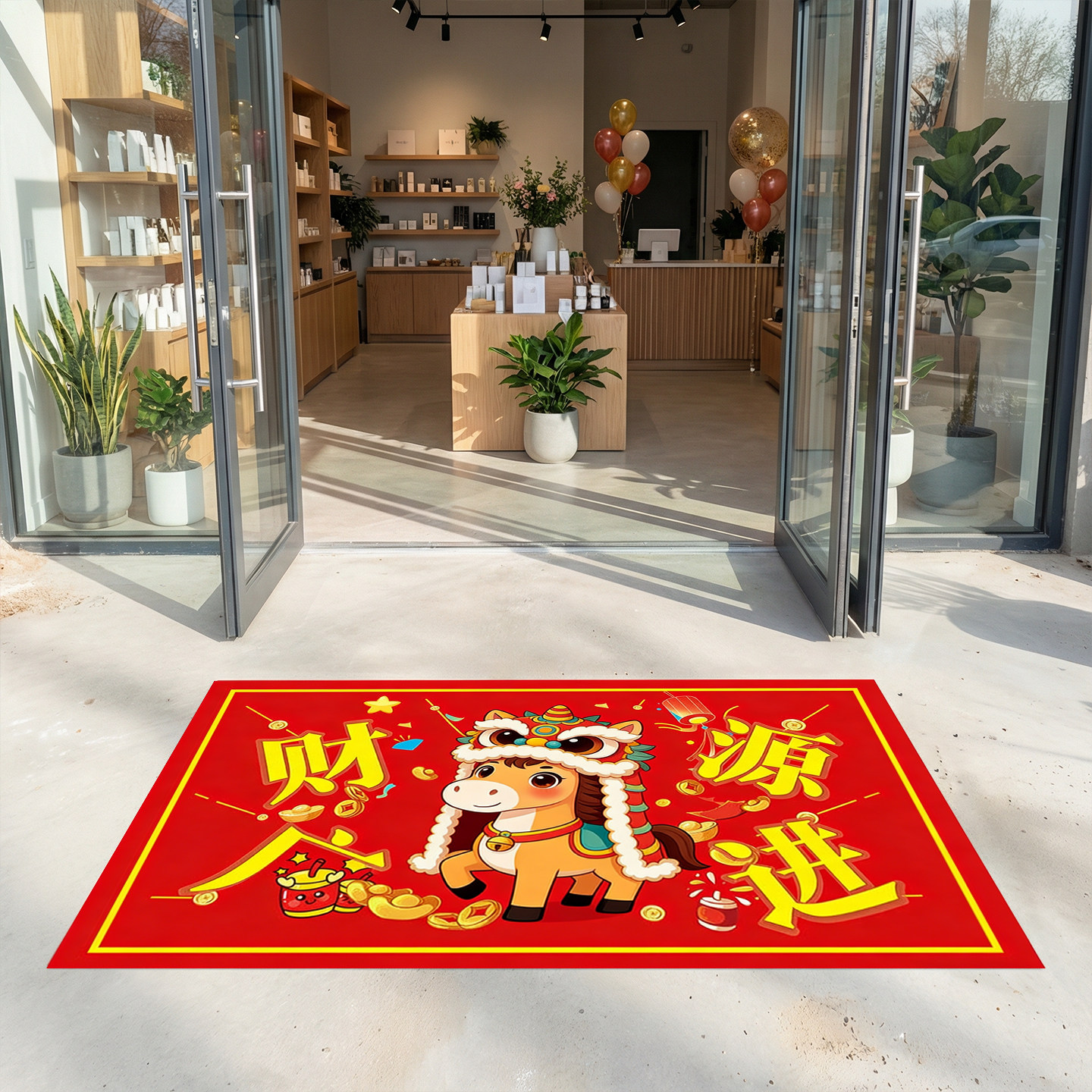 盛大开业气氛布置装饰地贴商场超市店面场景新店庆典门贴橱窗贴纸商场店铺活动装饰元宵节门头地贴