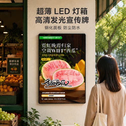 超薄抽画灯箱钢化玻璃发光展示牌