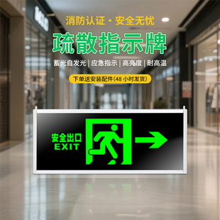 荧光警示牌标示贴安全出口指示牌消防标识标牌夜光墙贴地贴楼梯通道疏散应急紧急逃生标志自发光提示地自发光