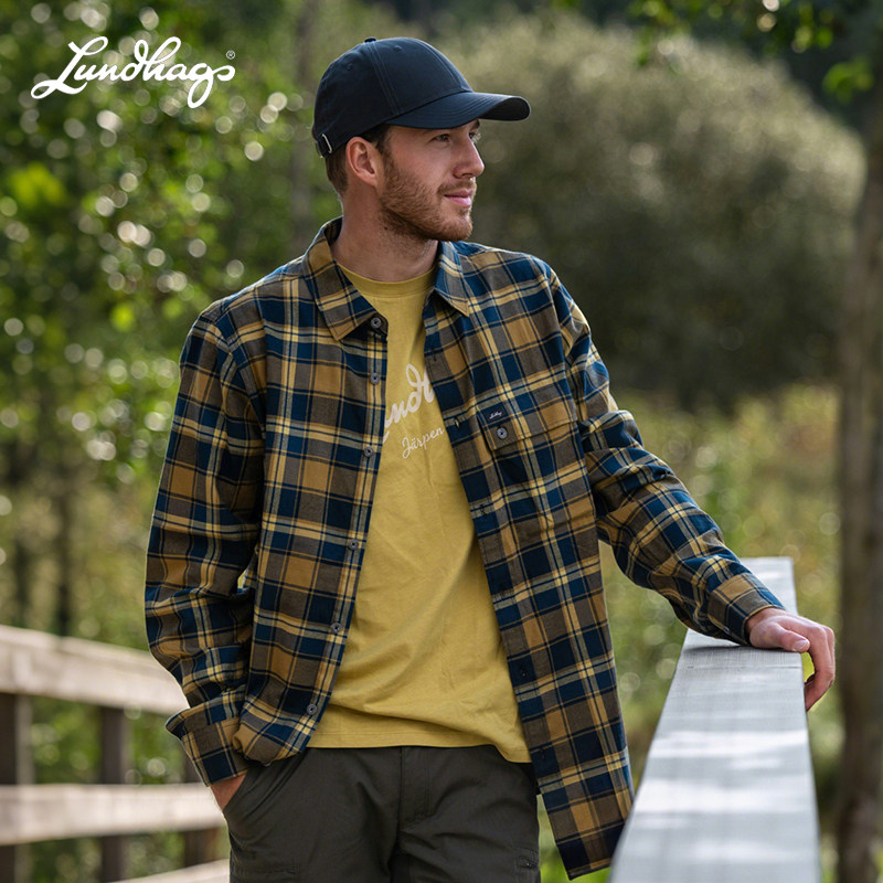 Lundhags隆哈Jarpen Plaid户外休闲格子衬衣男士纯棉长袖衬衫外套