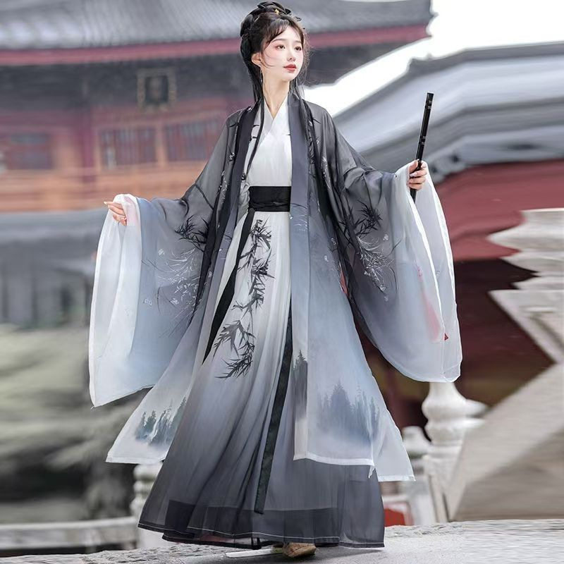 男女同款宋制原创2024成人新品齐腰水墨国风改良日常学生套装春夏