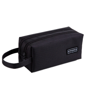 简约笔袋双层大容量文具盒男孩款初中生高中铅笔盒男女生小学生用文具袋高颜值黑色铅笔袋2024年新款防水耐脏