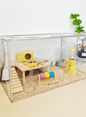 仓鼠笼子超大60cm亚克力透明箱家用金丝熊笼子全景透明专用造景笼