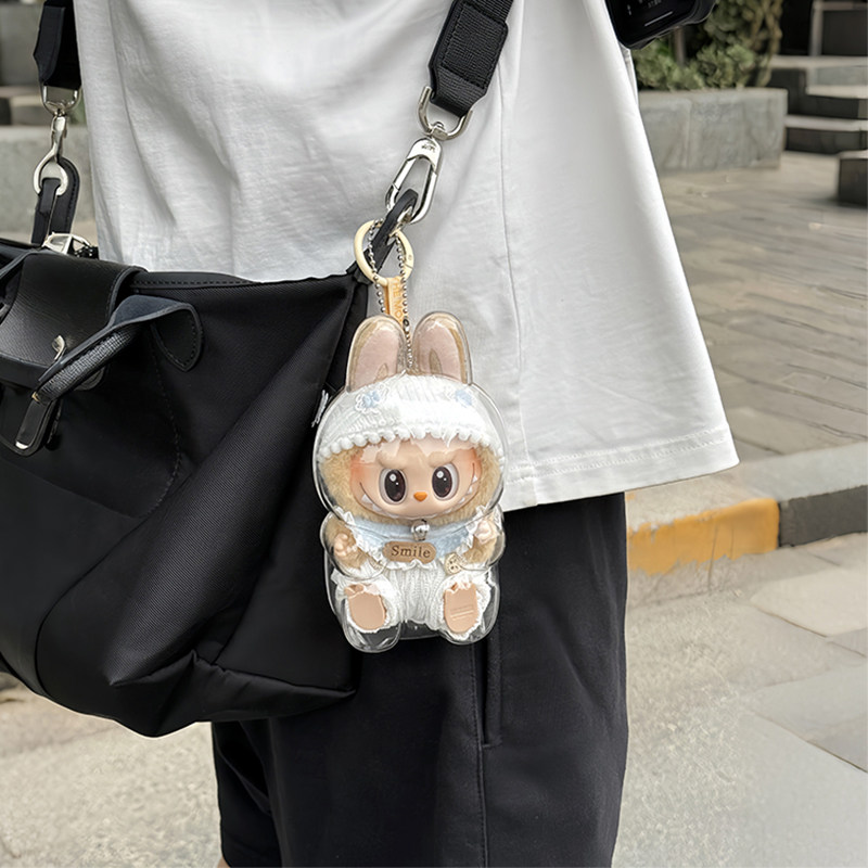 适用labubu保护罩保护壳透明娃衣高清亚克力一代二代三代拉布布