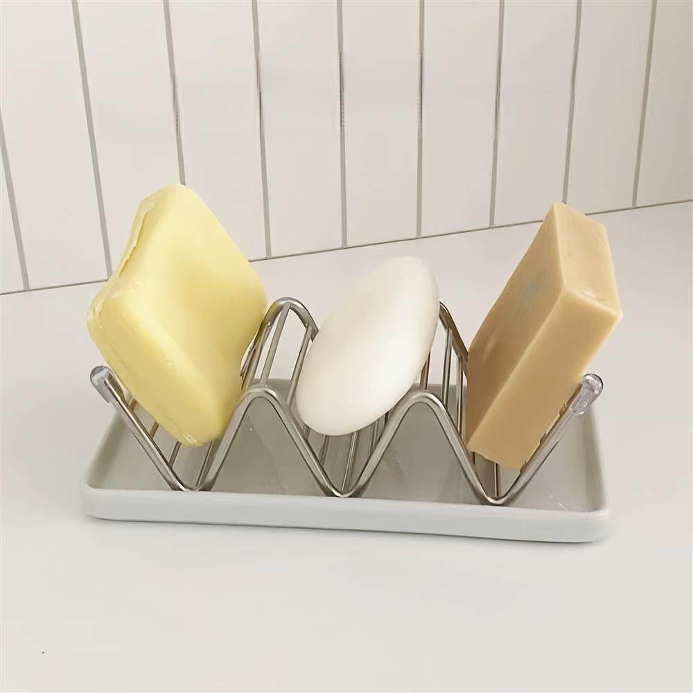 不锈钢肥皂架浴室卫生间香皂沥水家用多功能置物架免打孔洗手池盆