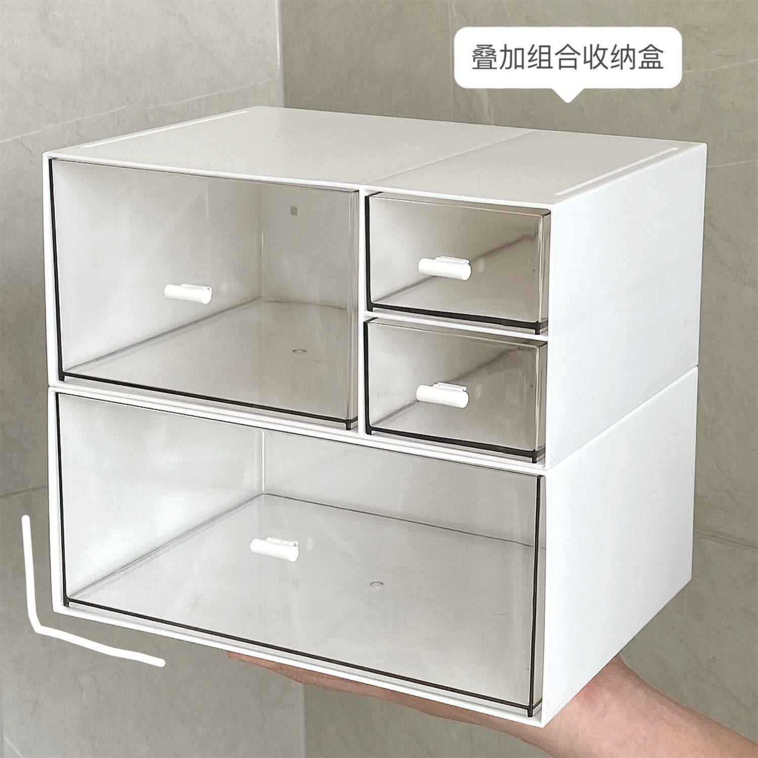 桌面抽屉抽屉式收纳盒学生文具化妆品办公室透明书桌亚克力置物架