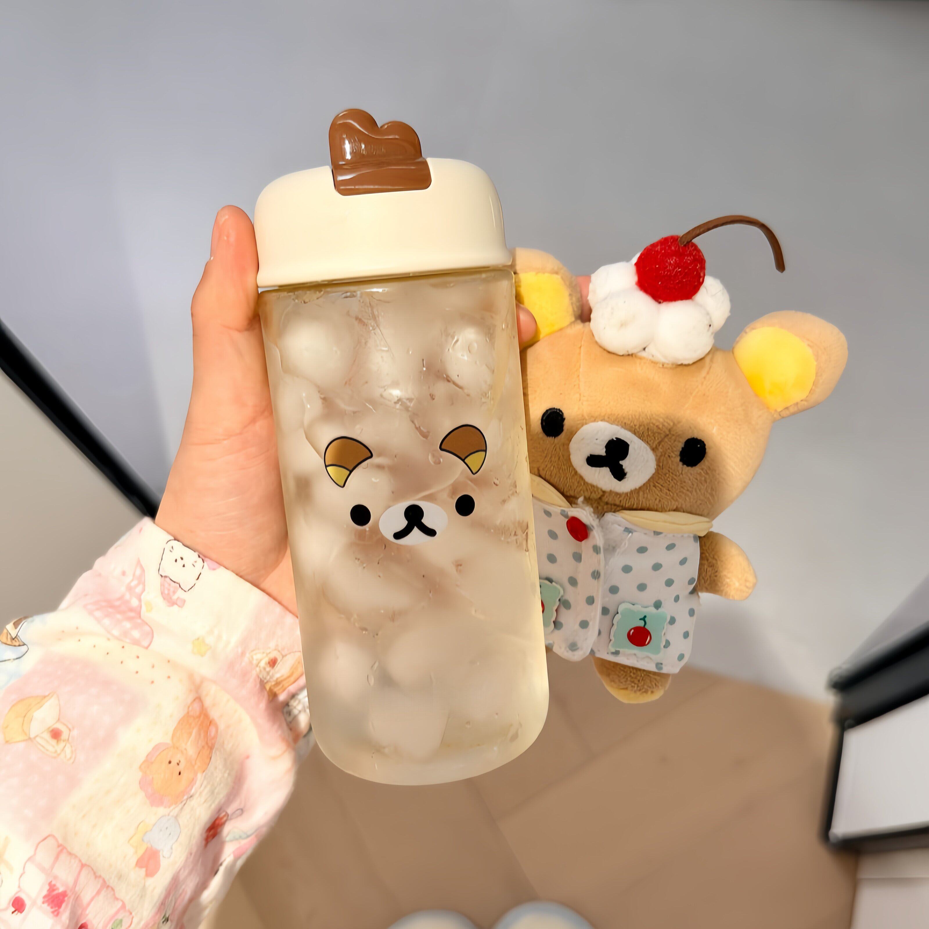 熊变水杯了~轻松熊水杯夏季便携外带冷泡茶杯diy学生大容量吸管杯