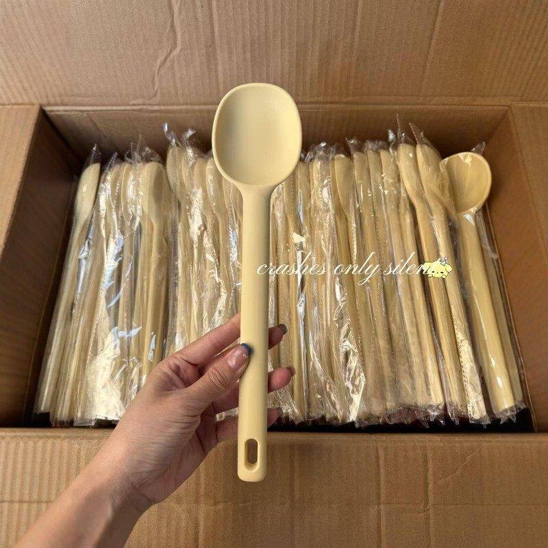 黄色食品级硅胶浅口汤勺火锅勺辅食勺锅铲炒菜铲子不粘锅专用新款