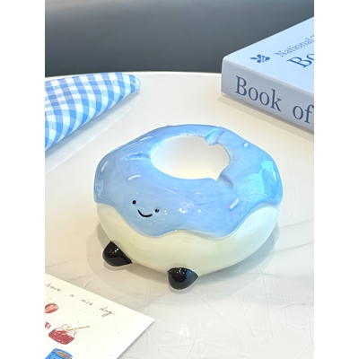 可爱高颜值陶瓷贝果烟灰缸家用办公室卧室桌面烟灰缸创意客厅摆件