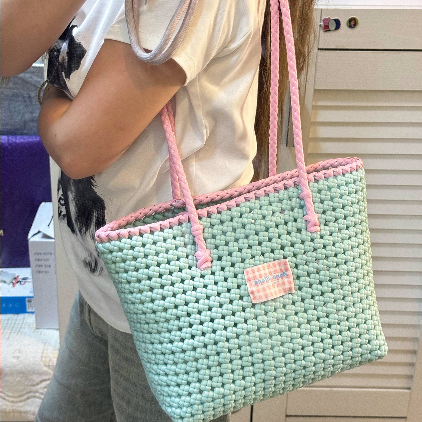 藤条编织包diy材料包手工编织包包菜篮子单肩包送女朋友闺蜜礼物