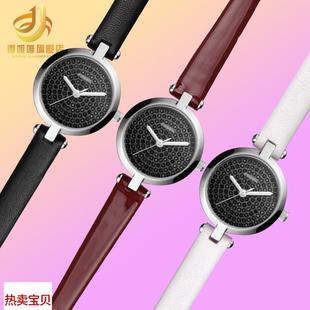 适用原装Fossil化石满天星表带BQ3561/BQ3562纤细真皮手表带女凹