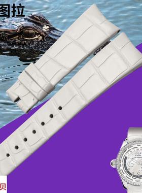 适用原装文图拉美洲鳄鱼皮表带GP芝柏表带49860D手表带真皮表带女