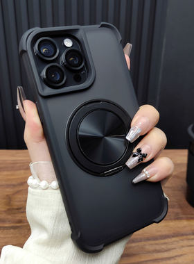 适用苹果17ProMax手机壳iPhone16合金镜头膜15Plus旋转支架14磁吸充电12磨砂防摔13硅胶11大孔保护套简约C33