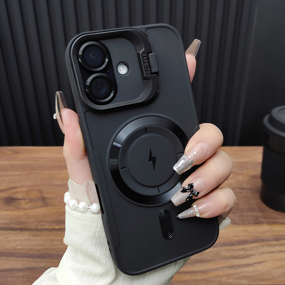 适用苹果16ProMax手机壳iPhone15隐形折叠支架14Plus合金镜头膜13磁吸充电12防摔硅胶大孔11保护套个性A43