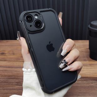 适用苹果15手机壳iPhone14Plus气囊防摔13ProMax透明亚克力12全包11保护套XSMAX防滑XR时尚 B37