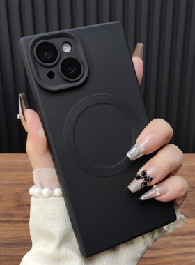 适用苹果16ProMax手机壳iPhone15玻璃镜头膜14Plus液态硅胶13磁吸充电12防摔全包直角方形保护套时尚C86