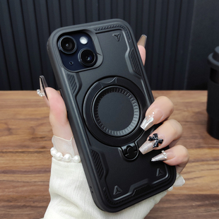 适用苹果17手机壳iPhone16ProMax旋转折叠支架15合金隐形支架13磁吸充电12防摔14硅胶保护套11大孔时尚 B10