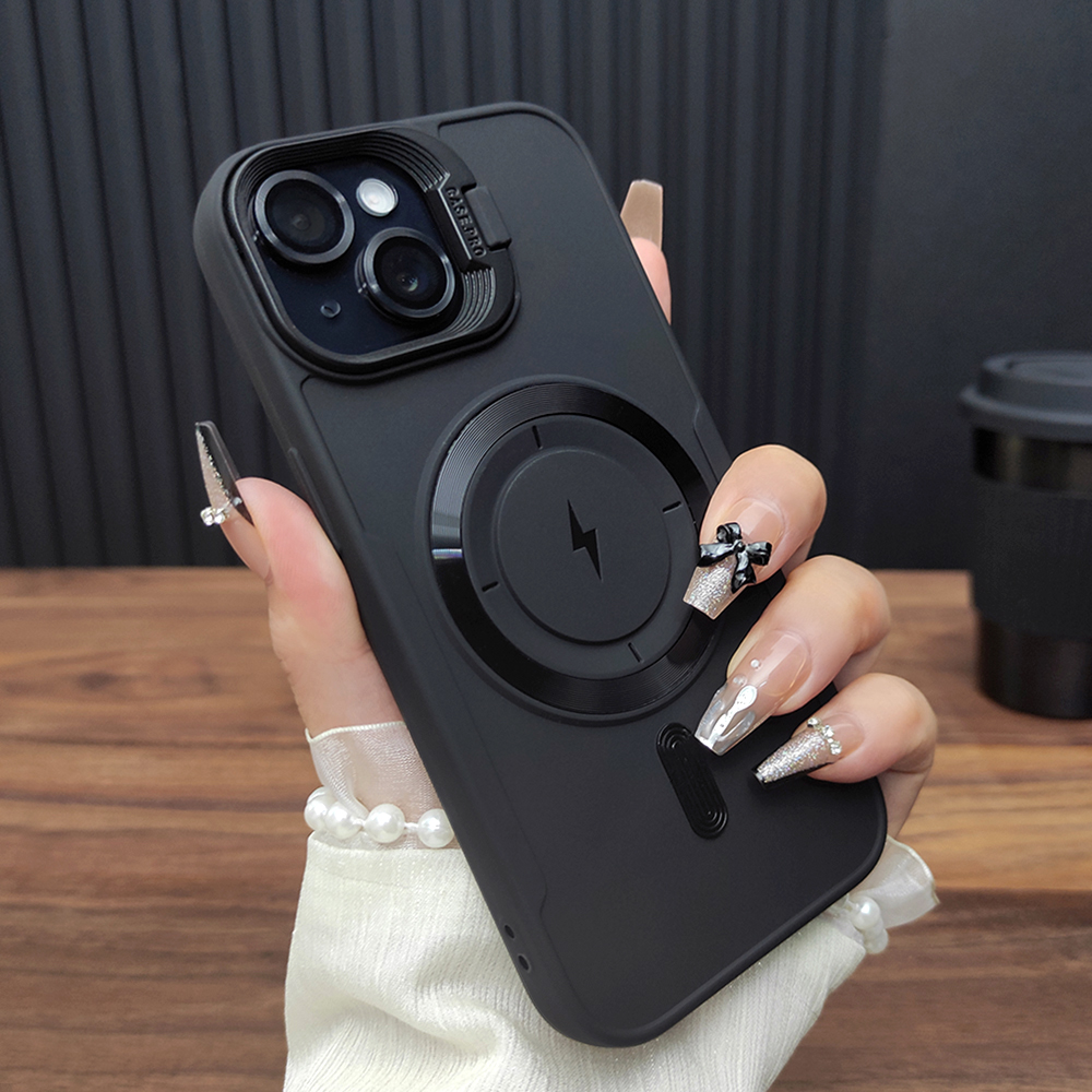 适用苹果16手机壳iPhone15ProMax磁吸充电14Pro隐形折叠支架13防摔软壳12磨砂硅胶保护套11网红简约A43