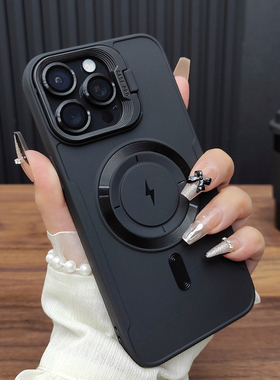 适用苹果17手机壳iPhone16ProMax磁吸15充电14Plus隐形折叠支架13PRO防摔软壳12磨砂硅胶保护套11时尚简约A43