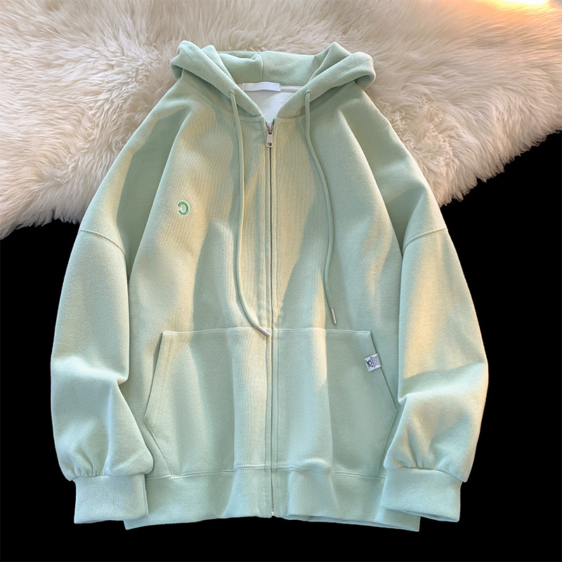 绿色卫衣开衫韩系温柔风宽松慵懒外套