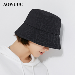 网红黑豹纹渔夫帽女韩版百搭遮阳防晒太阳帽夏时尚显脸小潮牌帽子