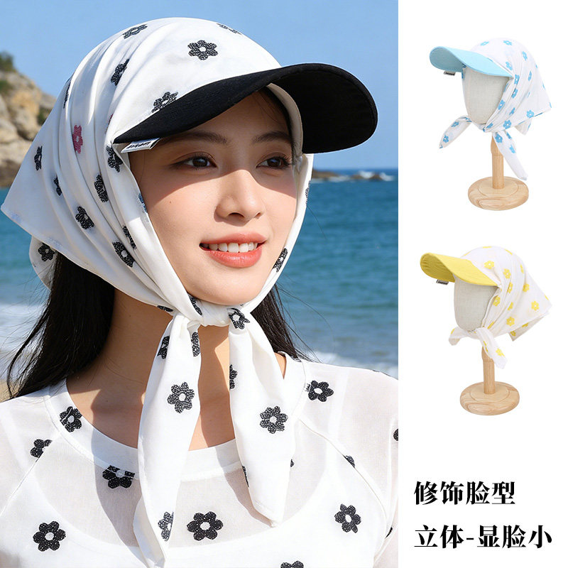 复古小花刺绣遮阳防晒鸭舌帽女