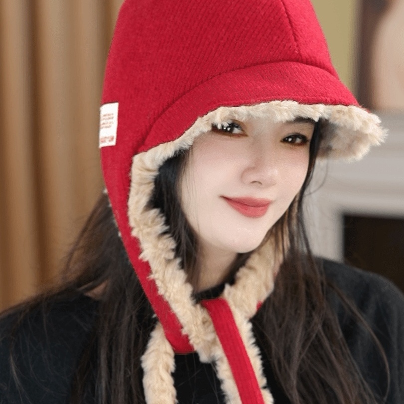 2025新款秋冬韩版ins风红色毛绒