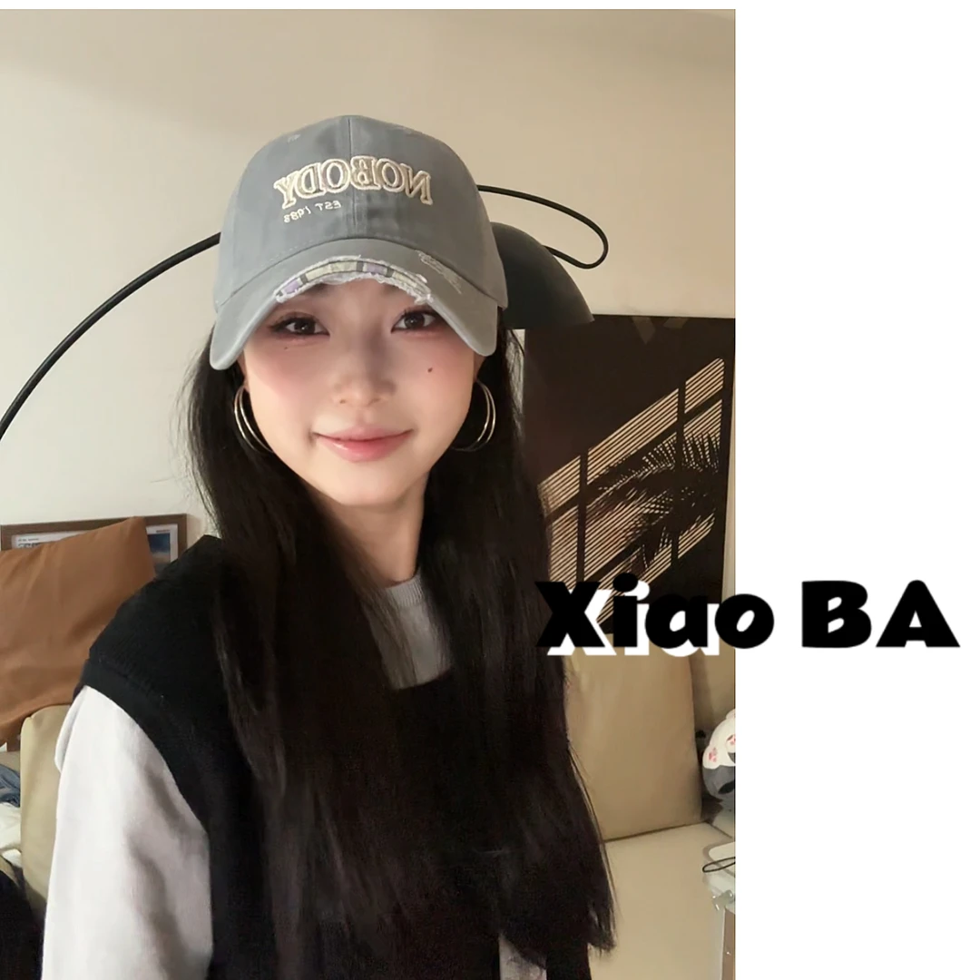 牛仔春秋休闲鸭舌帽遮阳帽宽帽檐大脸显脸小红色女款超好看棒球帽